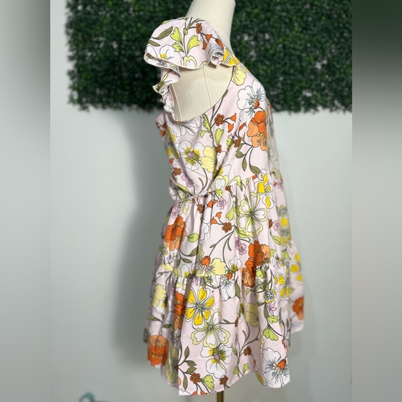 BOG Collective Lottie & Holly Floral Mini Dress Blush Pink Rust Fit N Flare Med‎ - Picture 3 of 12